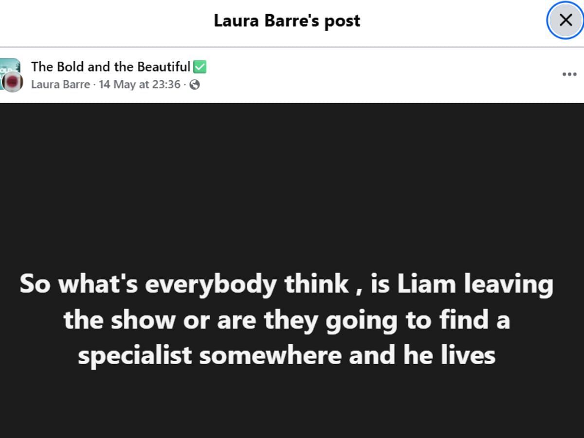 The Original Post by the fan (Image via Facebook/ @Laura Barre)